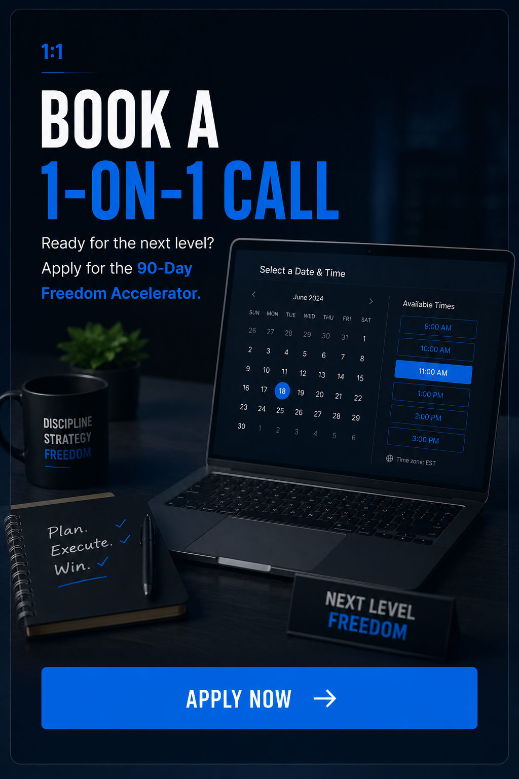 $Maxwell Inner Circle Promotional banner to book a 1-on-1 coaching call for the 90-Day Freedom Accelerator program.