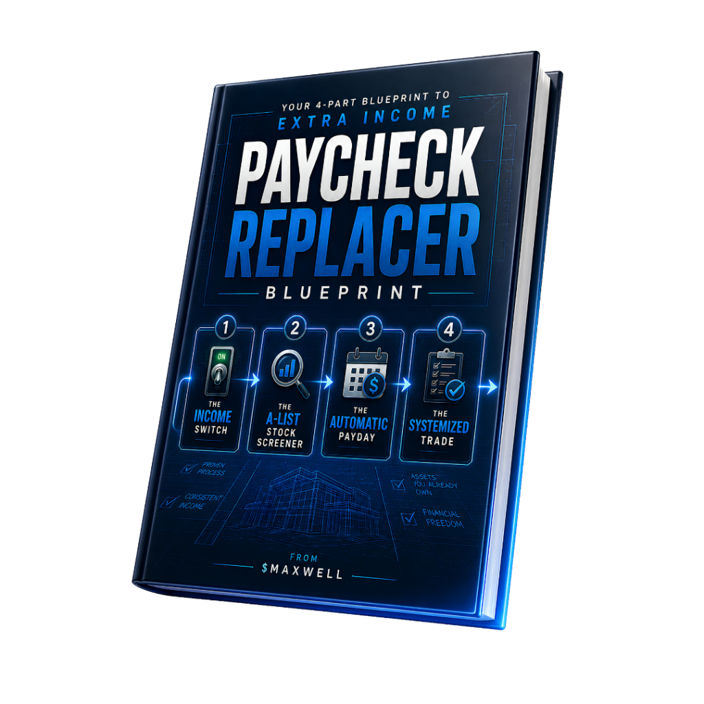 3D book mockup cover of the Paycheck Replacer Blueprint lead magnet.